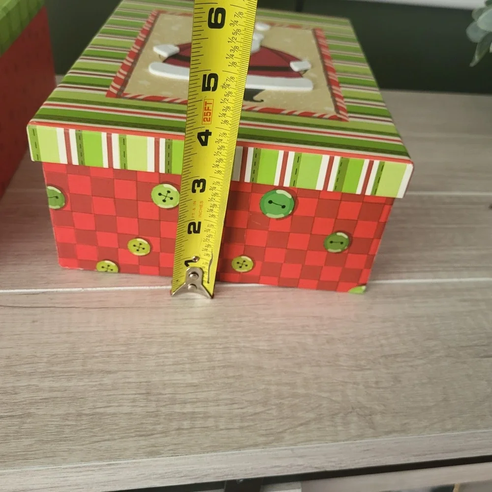2 Christmas Gift Giving Decorative 3D Boxes Sturdy Holidays